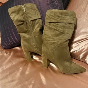 Marc Fisher Olive Suede Heeled Boots